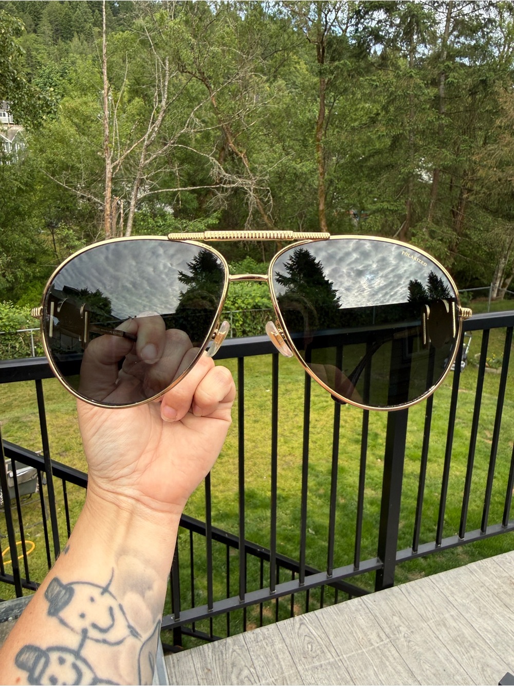 Versace Gunmetal Frame Sunglasses with Green Lenses